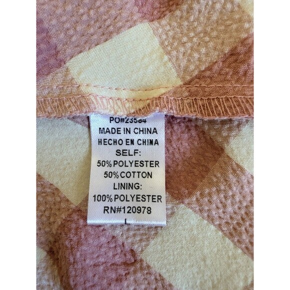 Entro Women’s Pink White Gingham Babydoll Blouse L Square Neck Ballon Sleeve - Picture 15 of 15